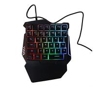 VBESTLIFE Teclado Mecánico para Juegos RGB con una Mano, Teclado Profesional para Juegos con Cable USB 35, con Reposamuñecas, Teclas Silenciosas, para Juegos