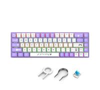 VBESTLIFE Teclado Mecánico Portátil para Juegos 60%, Miniteclado Compacto de Oficina con Cable de 68 Teclas con Interruptor Azul, Retroiluminación LED (Interruptor Azul - Púrpura Blanco)