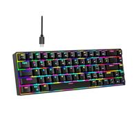 VBESTLIFE Teclado Mecánico Portátil para Juegos 60%, Teclado con Cable Compacto Retroiluminado RGB de 68 Teclas con Retroiluminación RGB, Interruptor Marrón, Intercambiable en Caliente