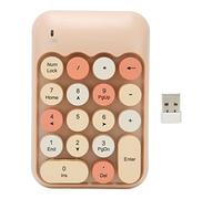 VBESTLIFE Teclado Numérico Inalámbrico, Coloridos 18 Teclas Redondas Mini Teclado Numérico Retro, Teclado Externo Inalámbrico 2.4G para Computadora, Computadora Portátil (Color del té con