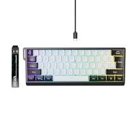 VBESTLIFE Teclado para Juegos 60%, Retroiluminado RGB, Compacto, Antifantasma, sin Conflicto, 61 Teclas, Mecánico de Juegos, Teclado con Cable para PC y Portátil (Blanco Negro)