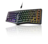VBESTLIFE Teclado para Juegos de 69 Teclas, Forma de V, Ergonómico, Retroiluminado RGB, Sensación Mecánica, Teclado con Cable USB con Iluminación de 7 Colores para Computadora Portátil