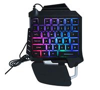 VBESTLIFE Teclado para Juegos de una Mano, Teclado mecánico portátil para Juegos con Cable USB de 35 Teclas con retroiluminación LED, Plug and Play
