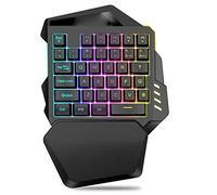 VBESTLIFE Teclado para Juegos RGB de una Mano, Teclado Inalámbrico de 35 Teclas Tipo C 2,4G para una Sola Mano, Mini Teclado para Juegos, para Jugadores de PC