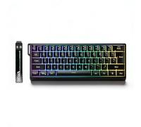 VBESTLIFE Teclado Portátil para Juegos Mecánico 60%, 2,4G/Bluetooth/USB Tri Modo Compacto 61 Teclas Teclado de Oficina con Retroiluminación RGB, para PC Portátil de Escritorio (Black)