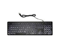 VBESTLIFE Teclado Retroiluminado con Impresión Grande, Teclado con Cable USB de 104 Teclas, Teclado Grande con Impresión en Negrita, para Personas Mayores, Baja Visión y Personas con