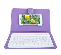 VBESTLIFE Teclado, Teclado inalámbrico Universal de 7 Pulgadas para Bluetooth 3.0 con Estuche de Cuero PU para teléfonos con Pantalla de 4.5 a 6.8 Pulgadas para Android para (Púrpura)