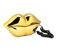 VBESTLIFE Teléfono Con Botón, Lindo Con Forma de Labios Multifuncional, de Escritorio Para el Hogar/Llamadas Claras Interesante (Dorado)