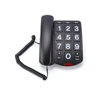 VBESTLIFE Teléfono con Cable de Teclas Grandes, Función de Rellamada de Marcación Rápida con un Solo Toque, Teléfono Fijo con Timbre Fuerte de 110 DB y LED Intermitente para Personas Mayores (Black)