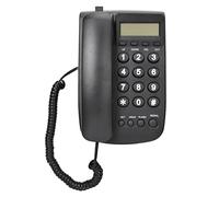 VBESTLIFE Teléfono Fijo Básico con Cable, FSK/DTMF sin Identificador de Llamadas con Función de Flash, Teléfono de Escritorio Montable en Pared para Hotel de Oficina en Casa (Black)