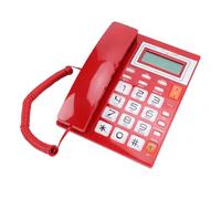 VBESTLIFE Teléfono Fijo con Cable, Botones Grandes, Teléfono Fijo con Identificador de Llamadas, Visualización de Fecha y Hora, Flash para Volver a Marcar, Altavoz para Casa, Empresa, Hotel (Rojo)