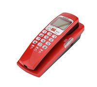 Vbestlife Teléfono Fijo con Cable, Identificador de Llamadas, Agenda de 30 Números, Una llamada clave, Volumen regulable, Antiinterferencia, Botones de vidrio, Para Casa/Oficina/Hotel(Rojo)