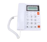 VBESTLIFE Teléfono Fijo con Cable, Pantalla de 16 Dígitos, Indicador de Fecha y Hora del Identificador de Llamadas, Botones Grandes, Altavoz, Función de Remarcación, para Hotel de Oficina (White)