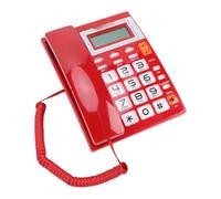 VBESTLIFE Teléfono Fijo con Cable, Pantalla de 16 Dígitos, Indicador de Fecha y Hora del Identificador de Llamadas, Botones Grandes, Altavoz, Función de Remarcación, para Hotel de Oficina (Rojo)