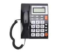 VBESTLIFE Teléfono Fijo con Cable, Pantalla de 16 Dígitos, Indicador de Fecha y Hora del Identificador de Llamadas, Botones Grandes, Altavoz, Función de Remarcación, para Hotel de Oficina (Black)