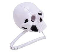VBESTLIFE Teléfono Fijo en Forma de Calavera, Teléfono Transparente de Escritorio con Cable de Sonido para Decoraciones de Halloween en Casa (White)