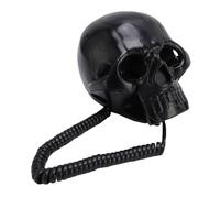 VBESTLIFE Teléfono Fijo en Forma de Calavera, Teléfono Transparente de Escritorio con Cable de Sonido para Decoraciones de Halloween en Casa (Black)