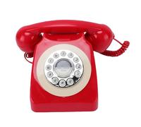 VBESTLIFE Teléfono Fijo Retro, Teléfono Residencial Clásico Vintage con Cable con Función de Rellamada, Conector RJ11, para Oficina en Casa (Rojo)