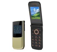 VBESTLIFE Teléfono Flip, Teléfono Móvil 2G para Personas Mayores con Pantalla Dual, 2 Ranuras para Tarjetas SIM, Fuentes Grandes, 8 Números Familiares, Tecla SOS, Batería de 4800mAh (Gold)