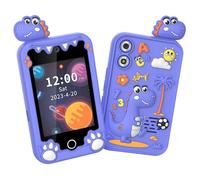 VBESTLIFE Teléfono Inteligente para Niños, Juguete de Aprendizaje con Pantalla Táctil de 2,8 Pulgadas con Cámara Dual y Memoria de 8 GB, Educativo para Niños y Niñas (Dinosaurio Morado)