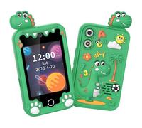 VBESTLIFE Teléfono Inteligente para Niños, Juguete de Aprendizaje con Pantalla Táctil de 2,8 Pulgadas con Cámara Dual y Memoria de 8 GB, Educativo para Niños y Niñas (Dinosaurio Verde)