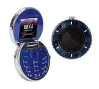 VBESTLIFE Teléfono Móvil con Tapa 2G gsm, Teléfono Móvil con Diseño de Reloj de Bolsillo Vintage con Doble SIM y Modo de Espera Dual, Botones Grandes, Batería de 1200 MAh (Blue)