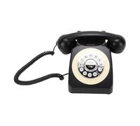 VBESTLIFE Teléfono Retro Bluetooth con Auricular, Teléfono Fijo Inalámbrico, de Escritorio Estilo Vintage con Altavoz Bluetooth y Carga USB (Black)