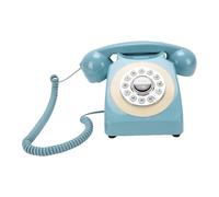VBESTLIFE Teléfono Retro Bluetooth con Auricular, Teléfono Fijo Inalámbrico, de Escritorio Estilo Vintage con Altavoz Bluetooth y Carga USB (Blue)