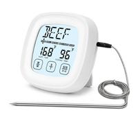 VBESTLIFE Termómetro Digital de Cocina con Temporizador, Termómetro para Barbacoa con Pantalla Táctil, 9 Alimentos Preestablecidos, 5 Niveles de Cocción para Asar, Hornear y Cocinar