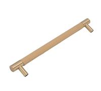 VBESTLIFE Tirador de Puerta de Gabinete con Paso de Orificio de 224 Mm, Tirador de Barra de Armario de Lujo Ligero de Latón y Cuero con Tornillos, de Gabinete Dorado para Cocina (Beige)