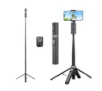 VBESTLIFE Trípode/Palo Selfie con Seguimiento AI, Trípode para Teléfono Extensible de 1,5 M con Control de Gestos y Rotación de 360°, Control Remoto BT para Teléfonos Inteligentes