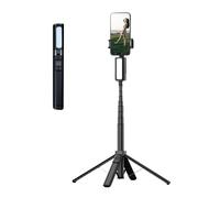 VBESTLIFE Trípode Palo Selfie de 4 Patas, Soporte Portátil Extensible de Aleación de Aluminio de 31 a 150 Cm con Luz de Relleno de 27 LED y Control Remoto, para Grabación de Video