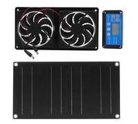 VBESTLIFE Ventilador de Escape Solar, Ventilador de Ventilación con Energía Solar de 20 W con Controlador de Tiempo, Doble 6 ", para Gallinero, Casa de Perros, Cobertizo, a Prueba de