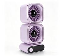 VBESTLIFE Ventilador de Escritorio de Doble Cabezal, 100 Niveles de Velocidad, Rotación de 360°, Batería Recargable por USB de 4000 MAh, Pantalla LED Silenciosa de 35 DB, para Uso en