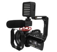 VBESTLIFE Videocámara 5K, Cámara Vlogging de Visión Nocturna IR WiFi HD de 56MP, Cámara Vlog con Pantalla Táctil con Zoom Digital 18X con Micrófono Externo, Parasol, Estabilizador, Control