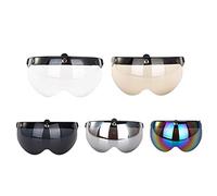 VBESTLIFE Visera Universal para Casco, Protector Solar a Prueba de Viento para Cascos de Motocicleta de Media Cara, Lente Deslizante de 3 Broches con Protección UV, Visera Teñida de Humo