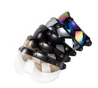VBESTLIFE Visera Universal para Casco, Protector Solar a Prueba de Viento para Cascos de Motocicleta de Media Cara, Lente Deslizante de 3 Broches con Protección UV, Visera Teñida de Humo