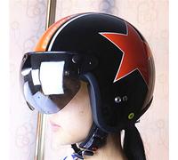 VBESTLIFE Visera Universal para Casco, Protector Solar a Prueba de Viento para Cascos de Motocicleta de Media Cara, Lente Deslizante de 3 Broches con Protección UV, Visera Teñida de Humo