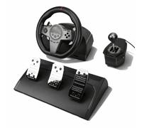 VBESTLIFE Volante de Carreras para Juegos, Volante Giratorio de 270° para PC con Pedales de Inducción Lineal Hall y Levas de Cambio para Ordenador y Consola de Juegos.