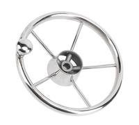 VBESTLIFE Volante para Barco, Volante Marino de 11 Pulgadas con Agarre de Espuma, Acero Inoxidable 304, 5 Radios, Rueda de 25 Grados para Barcos, Yates, Lanchas Rápidas, con Tapa Central para Cónico