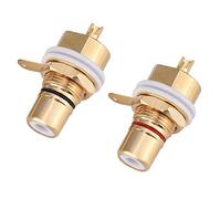 VBESTLIFE Zócalo de Cobre Puro, 2 Piezas Chapado en Oro Montaje en Panel Hembra Jack Terminal Enchufe Conector de Audio