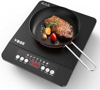 VBGK Placa de Inducción Portátil, Vitro Portatil 1 Fuego, Placa de Inducción de 1800 Vatios, 8 Niveles de Potencia, Temporizador 8 Horas, Bloqueo Infantil, Controles Táctiles, Fácil Limpieza