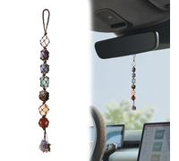 VBGURR 7 piedras chakras cristales curativos para coche, espejo retrovisor para coche, adorno colgante, decoración interior del coche