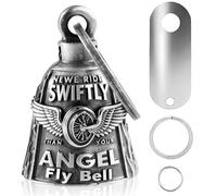 VBGURR Campana de Ángel Guardián para Motocicletas, Soporte para Campana con Anillo Llavero, Campanas para Motocicleta con Accesorios para Mujeres y Hombres, standard, Acero inoxidable, No.