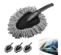 VBGURR Juego de 4 plumeros para coche, para interior de coche, microfibra, plumero universal pequeño, color gris