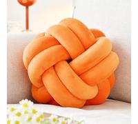 VBGYA Almohada de bola de nudo, cojín decorativo redondo, almohada de felpa suave de color naranja, almohada anudada de felpa suave, cojín decorativo moderno para el hogar