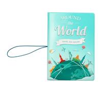 VBK Funda para Pasaporte Temática de Gira Mundial, con Solapa y Cierre Elástico, Protector para Pasaporte Documento de Identidad, Funda Protectora con Tarjetero, Práctico Accesorio de Viaje