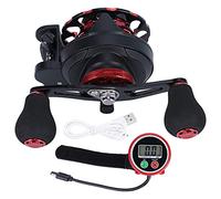 VBLKUYDPR Carrete de Pesca en balsa con Descenso Lento y conteo, Pantalla Digital Recargable por USB con Alarma, enrollador de línea automático para Pesca en Barco en Agua Dulce y Salada.