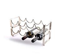 VBNCUUIOPO Botellero de metal para 4 botellas con 2 niveles apilables, plateado, 45,5 x 17 x 23 cm, estante portátil para vino (color: plateado, tamaño: 45,5 x 17 x 23 cm)
