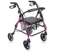 VBNCUUIOPO Carro de la compra plegable con marco para caminar, color morado, para ancianos, discapacitados, carrito de cuatro ruedas, antideslizante, con hospital